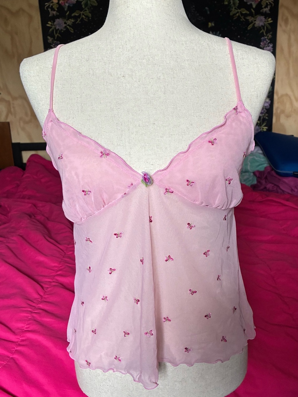y 2k fairy core victoria secrets mesh butterfly tank top